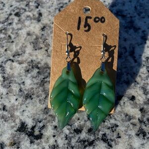 Green Leaf Earrings